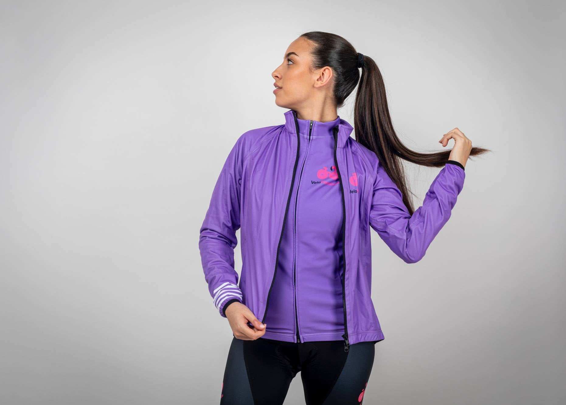 Hannah Waterproof Jacket - Stay Dry with Premium Rain Protection - purple with white cuff stripes