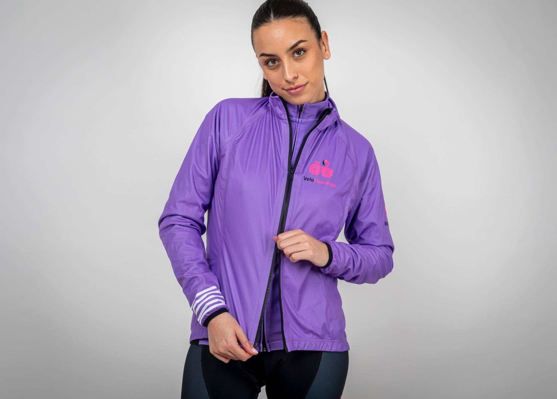 Hannah Waterproof Jacket - Stay Dry with Premium Rain Protection - purple with white cuff stripes